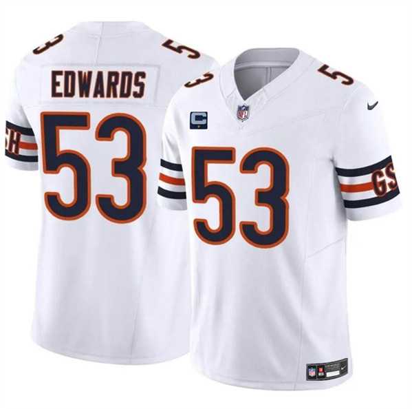 Men & Women & Youth Chicago Bears #53 T.J. Edwards White 2024 F.U.S.E. With 1-star C Patch Vapor Untouchable Limited Stitched Jersey